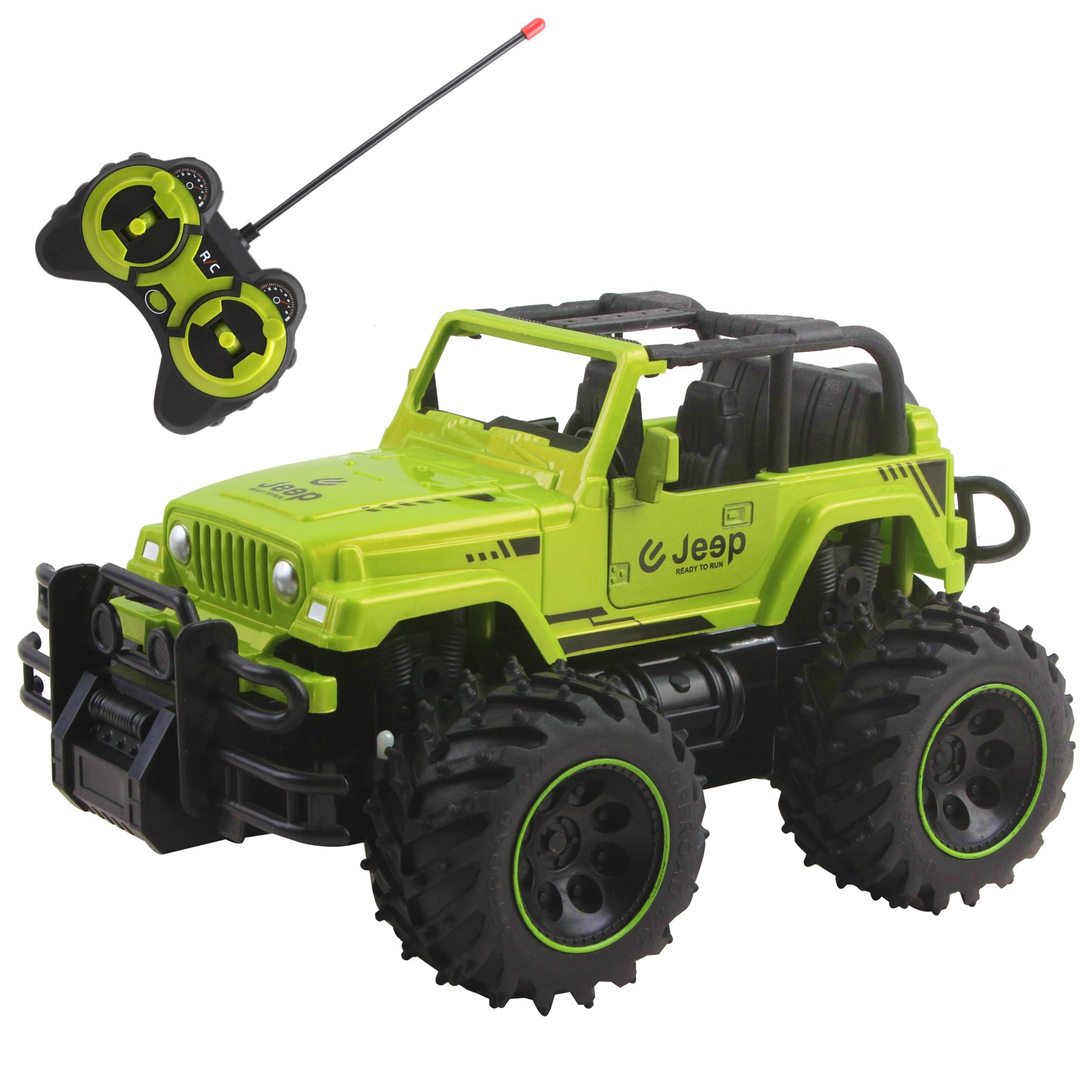 Vokodo RC Truck 10” 1:16 Scale Size Jeep With Big Off-Road Tires And Opening Doors SUV Remote Control Indoor Outdoor Car Ready To Run Electric RTR Kids Toy Vehicle Great Gift For Children Boys Girls