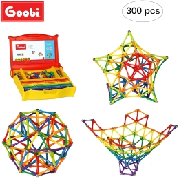 Goobi 300 Piece Construction Set with Instruction Booklet | STEM Learning | Assorted Rainbow Colors